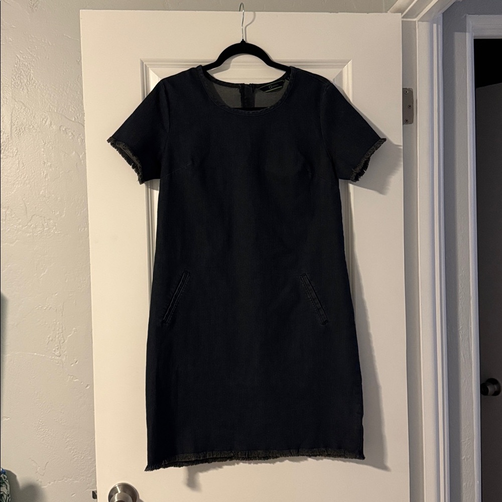 C. Wonder Frayed Hem Short Sleeve Denim Dress Size 6